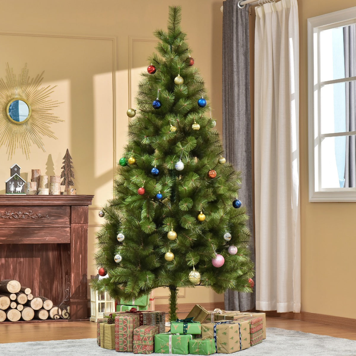 HOMCOM 6.8 FT Christmas Tree Artificial Pine Tree Christmas Decoration 505 Branches w/ Support | Aosom Canada