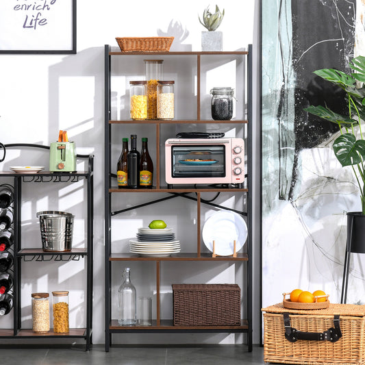HOMCOM Industrial Bookshelf, Bookcase with 4-Tier Storage Rack furniture for Living Room Office | Aosom Canada