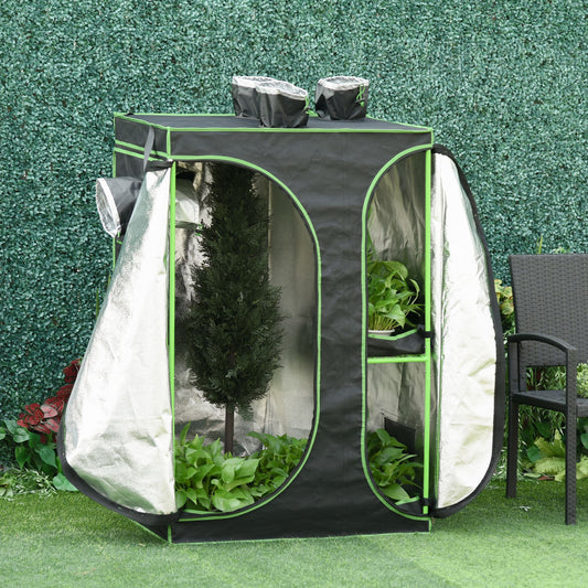 Outsunny Mylar Hydroponic Grow Tent with Adjustable Vents and Floor Tray for Indoor Plant Growing 3ft x 2ft x 4.4ft | Aosom Canada