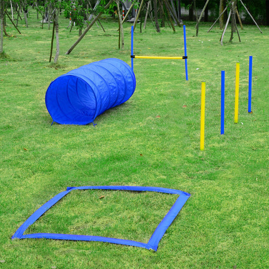 PawHut Dog Pet Agility Training Kit High Jump Weave Pole Tunnel Ring Obedience Training Set Adjustable Equipment Portable | Aosom Canada