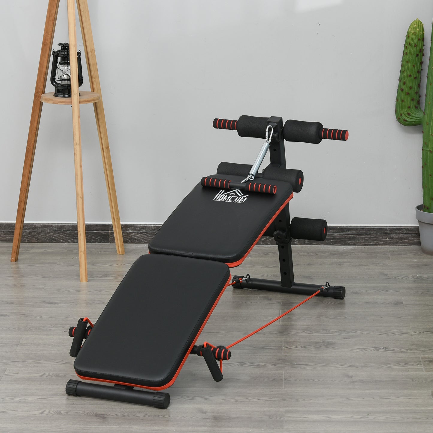 Soozier Sit Up Bench Core Workout Adjustable Thigh Support Foldable for Home Gym Black | Aosom Canada