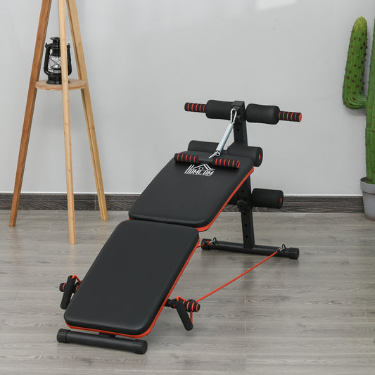 Soozier Sit Up Bench Core Workout Adjustable Thigh Support Foldable for Home Gym Black | Aosom Canada