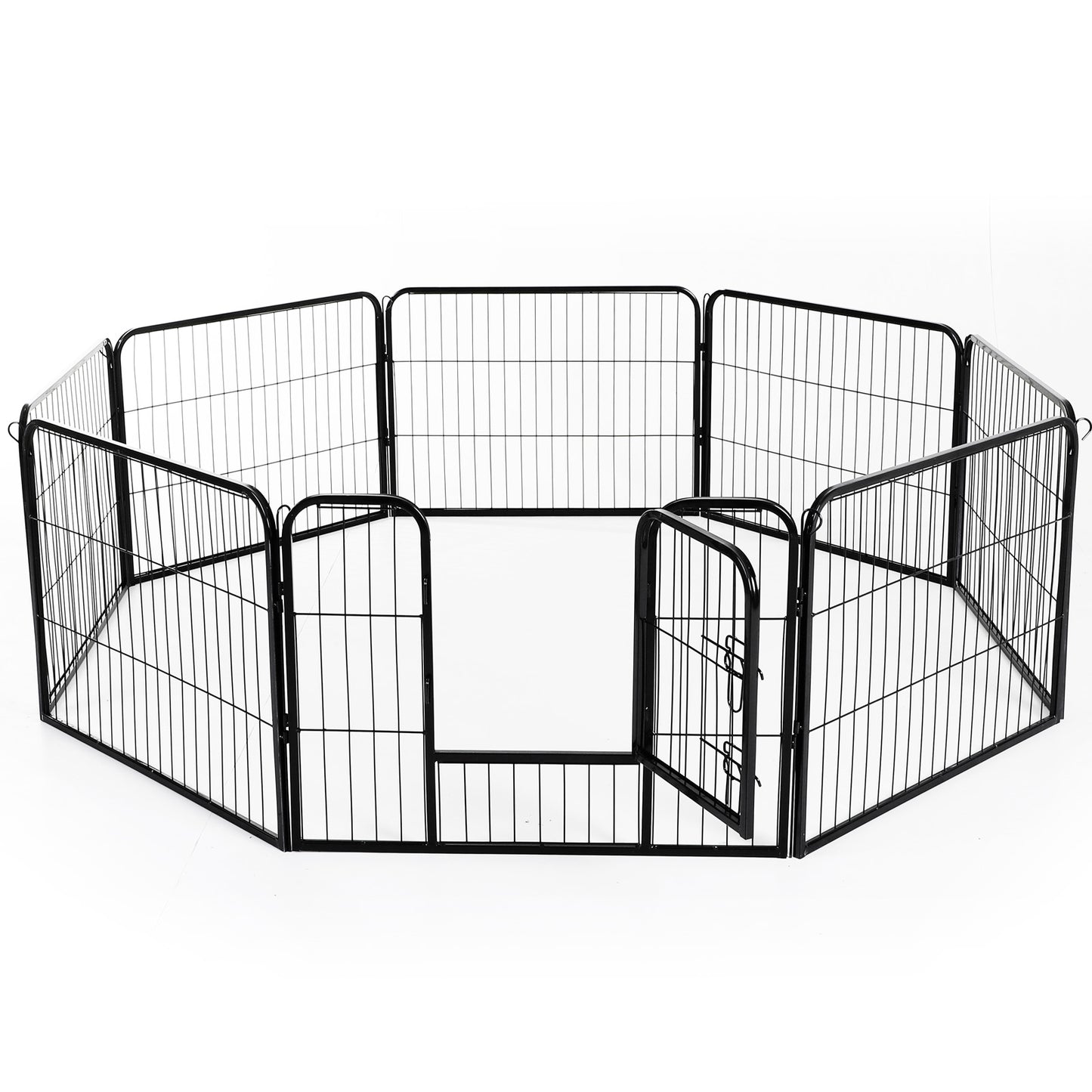 PawHut 8 Panel Pet Playpen 24-inch Tall Heavy-Duty Iron Metal Dog Cat Exercise Indoor/Outdoor Black | Aosom Canada