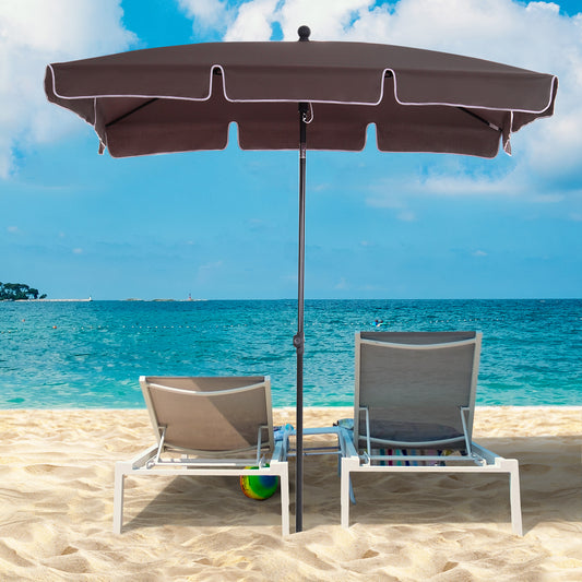 Outsunny 7x4ft Rectangle Patio Umbrella Aluminum Tilt Adjustable Garden Parasol UV Protection Sun Shade Outdoor Canopy Coffee | Aosom Canada