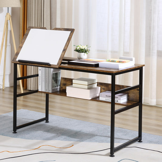 HOMCOM Adjustable Drafting Table Art Desk Drawing Table, Multifunctional Writing Desk w/ 15-Level Tiltable Tabletop | Aosom Canada