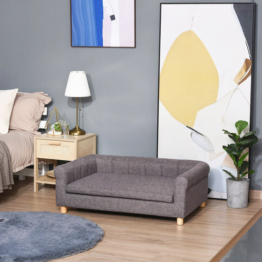 Pawhut Modern Pet Sofa Cat or Large Dog Bed W/ Removable Seat Cushion, Dark Grey | Aosom Canada
