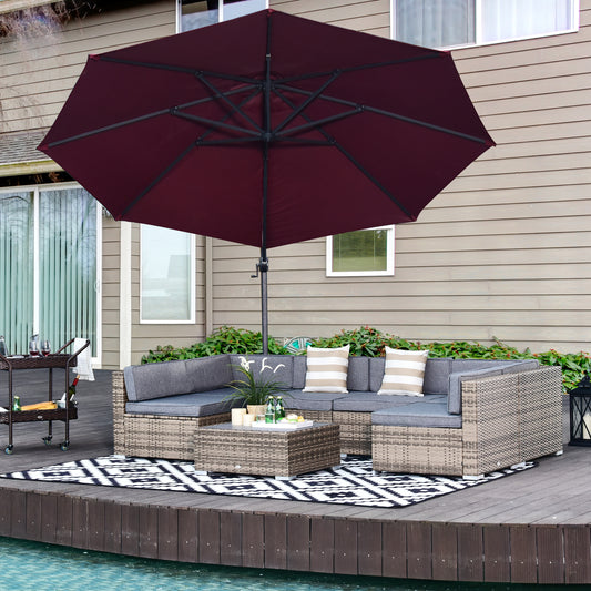 Outsunny 7 Pieces Outdoor Rattan Furniture Set, Patio Wicker Sectional Conversation Sofa Set w/ Cushions, Grey | Aosom Canada
