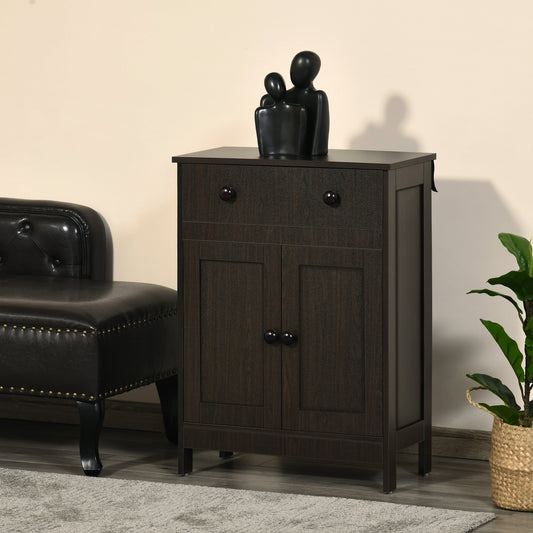 HOMCOM Modern Storage Cabinet Side Cupboard with Drawer and Adjustable Shelf for Living Room, Bedroom, Hallway, Brown | Aosom Canada