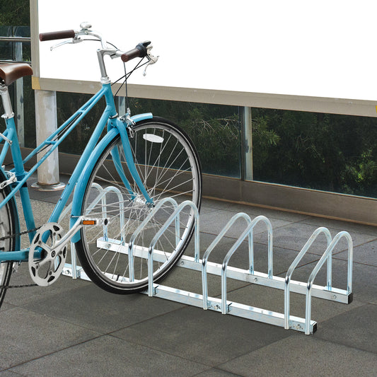 Bike Parking Stand Bicycle Stands & Storage Silver 39.25"L x 13"W x 10.5"H Steel HOMCOM | Aosom Canada