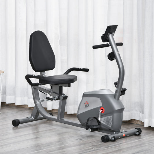 Soozier Exercise Training Bike 8 Adjustable Resistance Cycling Bike Workout Stationary, Pad Holder Bottle Holder w/ LCD Monitor, Grey | Aosom Canada
