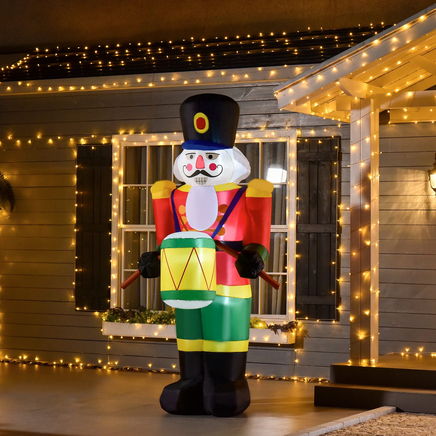 HOMCOM 8ft Christmas Inflatable Decoration with Soldier Playing Drums Easy Set-Up Blow UP Decoration for Holiday Yard | Aosom Canada