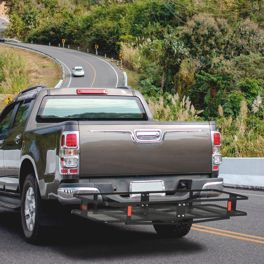 Aosom Folding Cargo Carrier Luggage Basket Cargo Rack Rear 500lbs Capacity Trailer Hitch Mount Steel Frame with 2" Standard Hitch | Aosom Canada