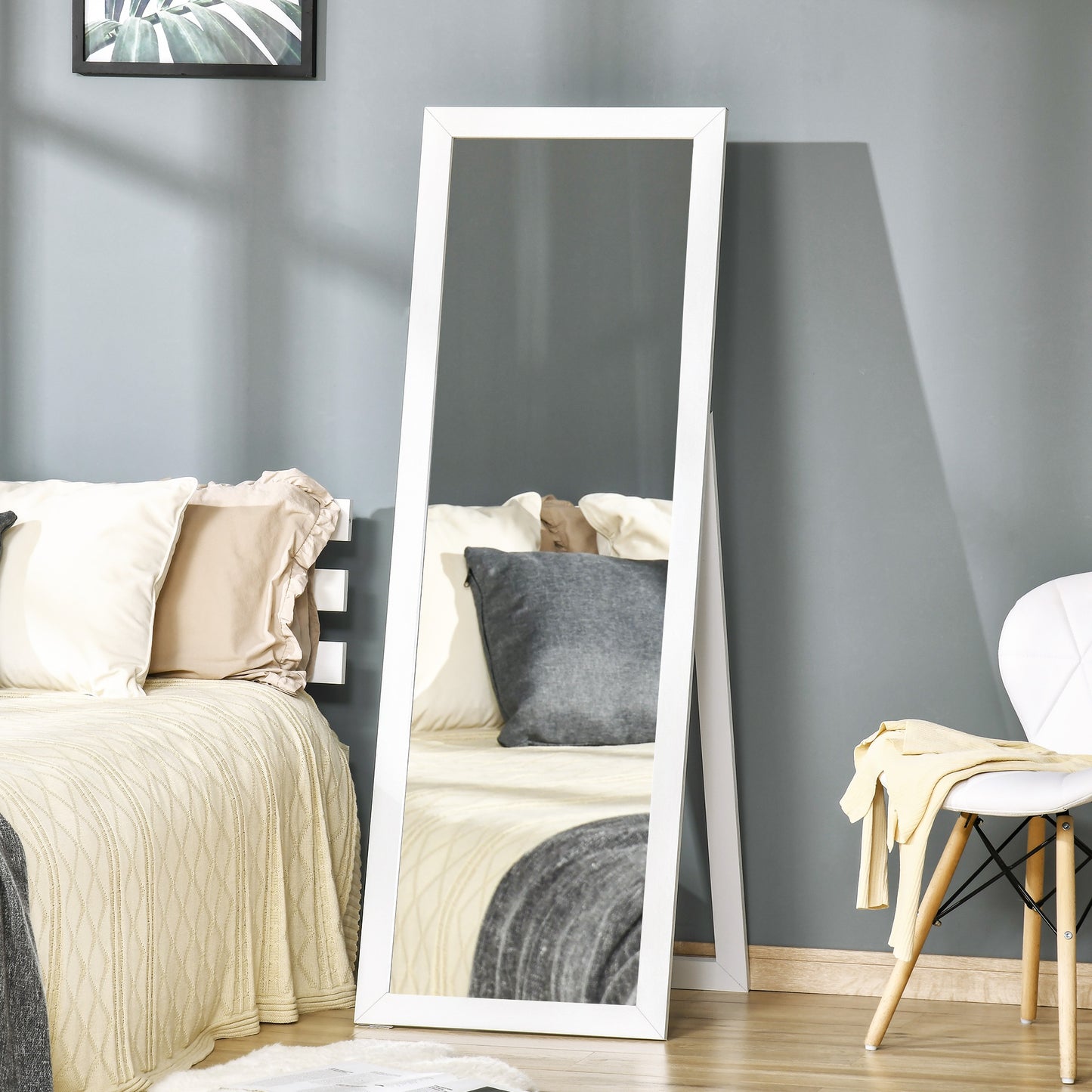 HOMCOM Full Length Mirror, Floor Standing Mirror, Dressing Mirror for Living Room, Bedroom, White | Aosom Canada