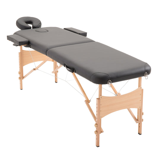 HOMCOM 72 Inch Massage Table Bed Spa Facial Couch Table Adjustable Foldable w/ Free Carry Case Black | Aosom Canada