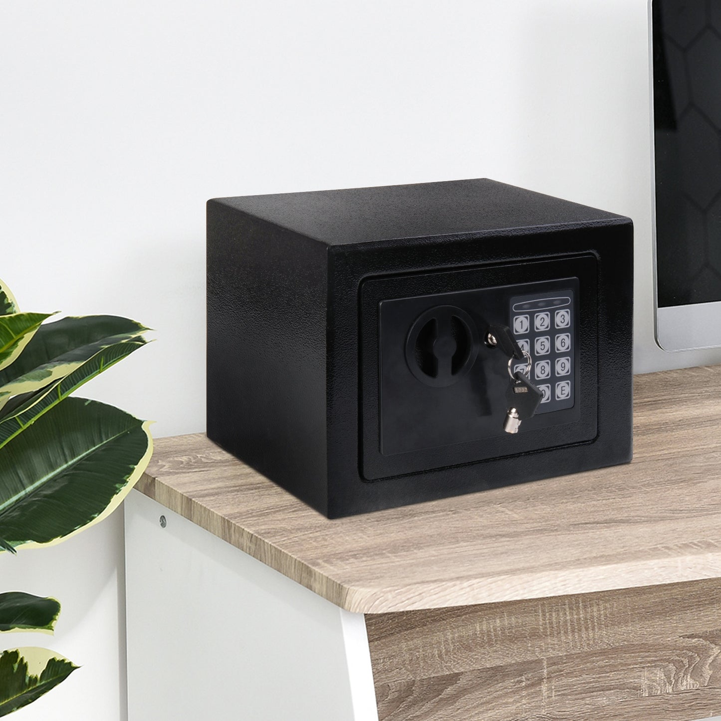 Homcom Home Safes Small Steel Digital Electronic Safe Box Wall Mount Security Case Cabinet Keypad Lock Home Office Hotel Black | Aosom Canada