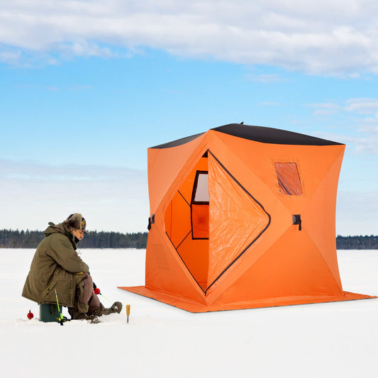 Outsunny Portable 4-Person Pop-up Ice Shelter Insulated Ice Fishing Tent w/ Ventilation Windows and Carry Bag | Aosom Canada