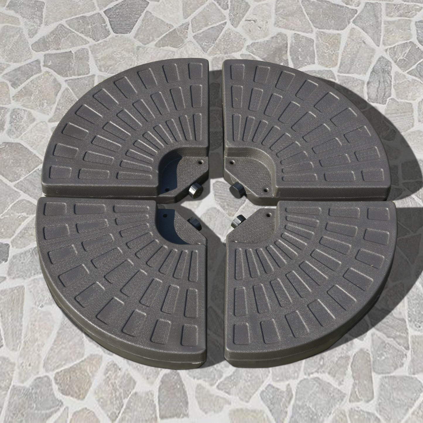 Outsunny 4-Piece Cantilever Offset Patio Umbrella Circular Base Stand w/Carry Handles  Water & Sand Filled | Aosom Canada