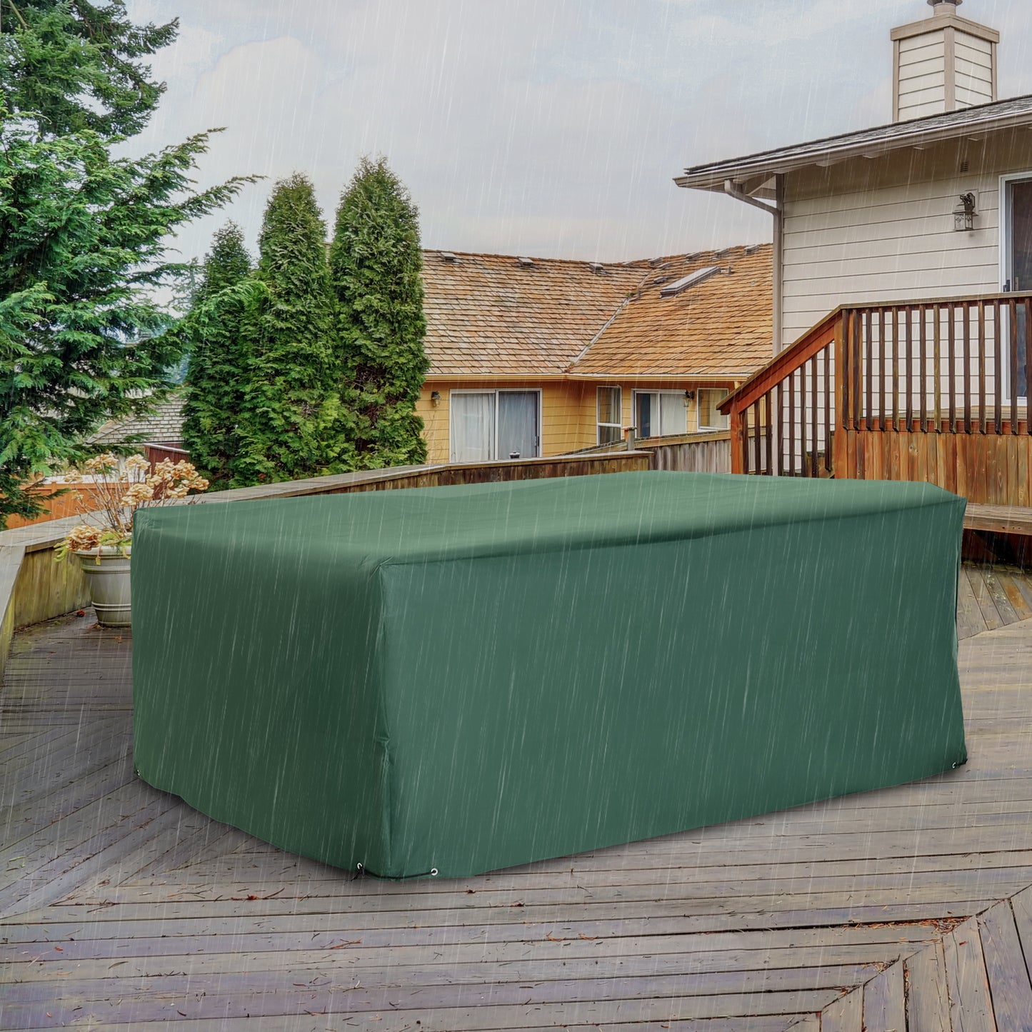 Outsunny Waterproof Garden Patio Cover Outdoor Rattan Wicker Furniture UV Rain Protector (Dark Green, 83”x55”) | Aosom Canada