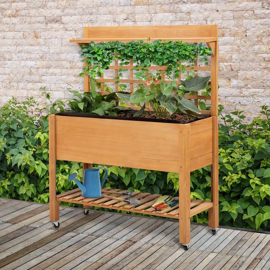 Outsunny 41.25"x15.75"x53.25" Wooden Planter Raised Elevated Garden Bed Planter Flower Herb Boxes for Vegetables Flower | Aosom Canada