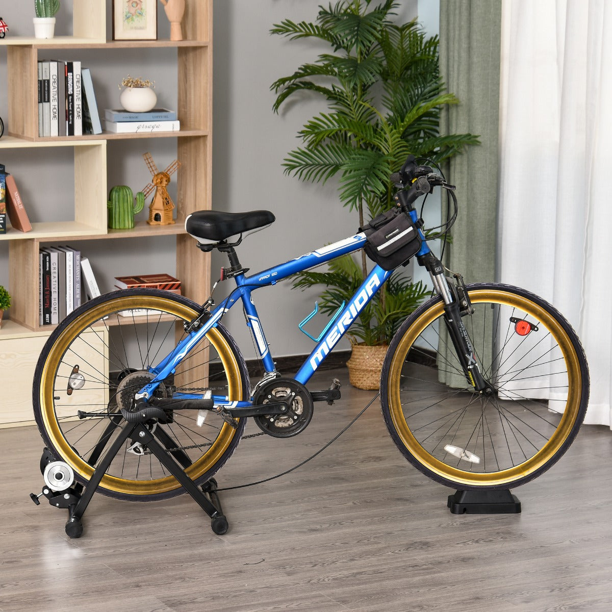 Soozier Magnetic Bike Bicycle Trainer Stand Indoor Exerciser w/5 Levels of Adjustable Resistance Black | Aosom Canada