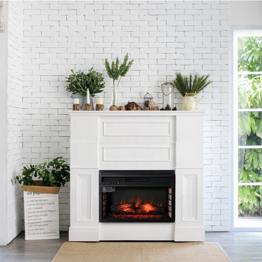 HOMCOM 27" Electric Fireplace Insert, Retro Recessed Fireplace Heater with Flame, Remote Control, Adjustable Brightness, 1400W, Black | Aosom Canada