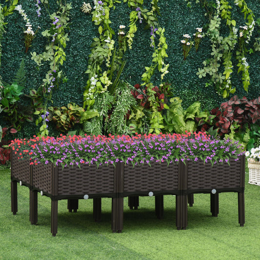 Outsunny 6-piece Raised Garden Bed PP Raised Flower Bed Plant Stand Stackable Vegetable Herb Grow Box | Aosom Canada