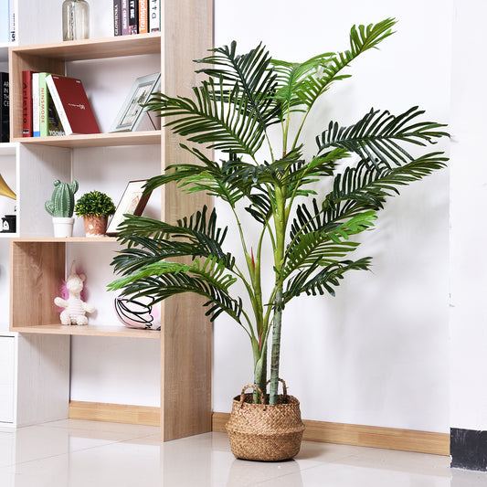 Outsunny 59" Artificial Palm Tree Decorative Indoor Faux Green Plant w/Leaves Home Décor Tropical Potted Home Office | Aosom Canada