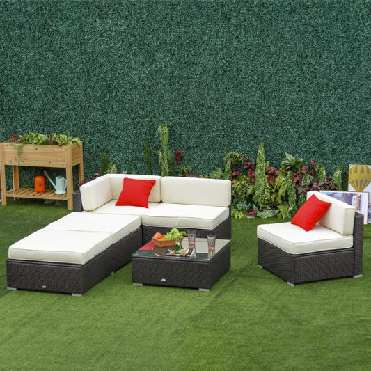Outsunny 6Pcs Outdoor Sectional Sofa Rattan Outdoor Furniture Wicker Sectional Set For Garden Patio Furniture All-Weather Resistant | Aosom Canada