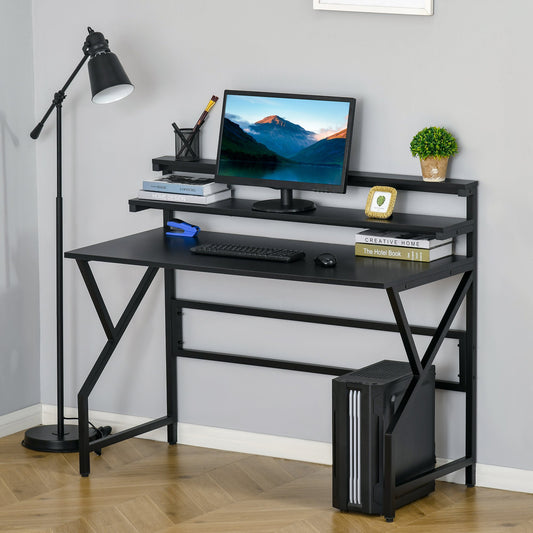 HOMCOM Modern Computer Desk, 47'' Home Office Desk with Storage Shelves for Study, Black | Aosom Canada