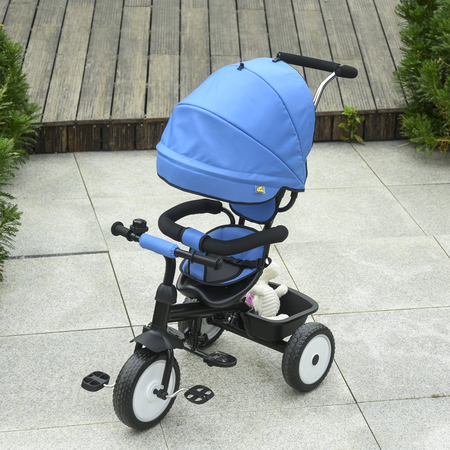 Qaba Baby Tricycle 2 In 1 Stroller/ Kid Trike with Parent Push Handle Adjustable Canopy Detachable Guardrail Safety Belt | Aosom Canada
