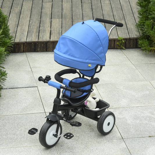 Qaba Baby Tricycle 2 In 1 Stroller/ Kid Trike with Parent Push Handle Adjustable Canopy Detachable Guardrail Safety Belt | Aosom Canada