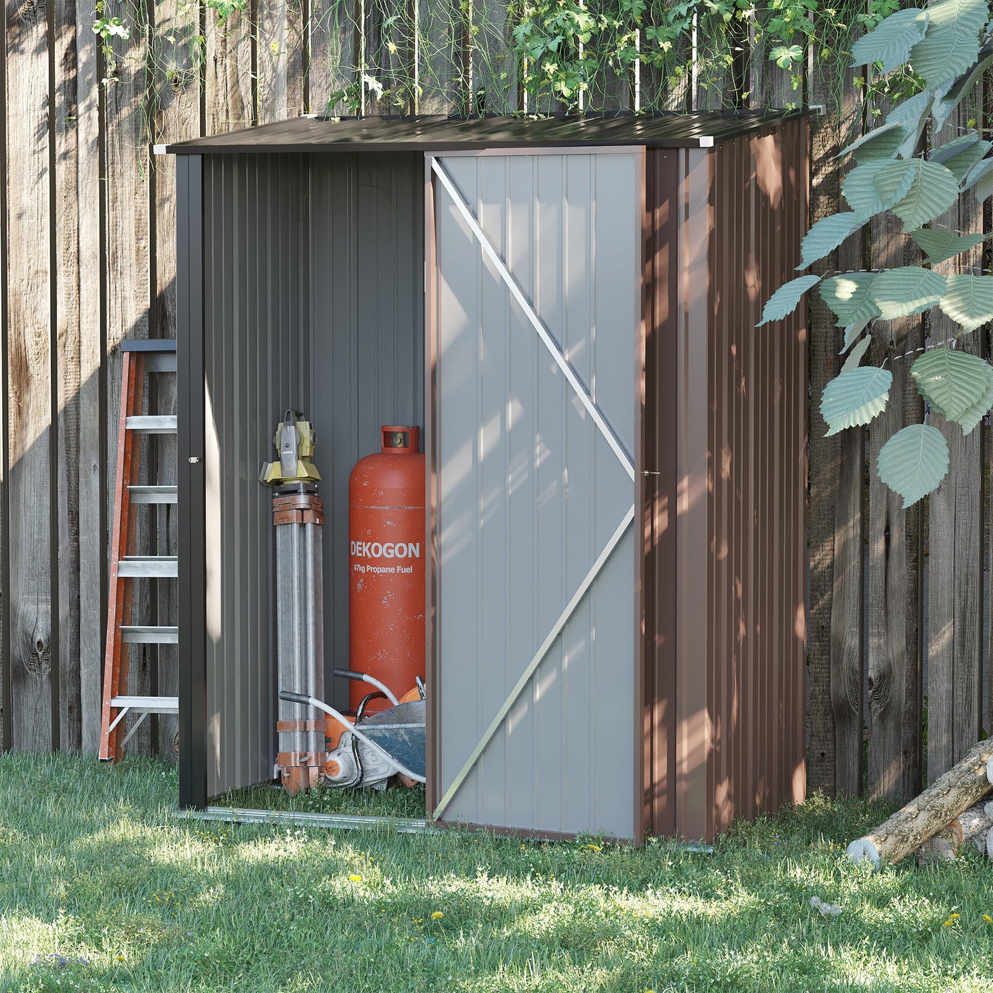 Outsunny 5' x 3' Outdoor Storage Shed, Steel Garden Shed with Single Lockable Door, Tool Storage Shed for Backyard, Patio, Lawn, Brown | Aosom Canada
