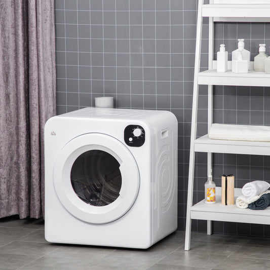 HOMCOM Compact Laundry Dryer Machine, 1300W, 13lbs Electric Portable Clothes Dryer with 7 Drying Modes, White | Aosom Canada