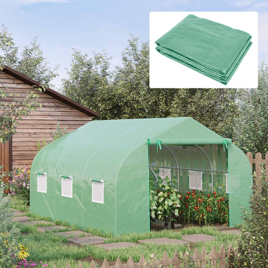 Outsunny Greenhouse Replacement Cover for 11.5' x 9.8' x 6.6' Walk-in Tunnel PE Hot House Cover with Zipper, Green (Frame Not Included) | Aosom Canada