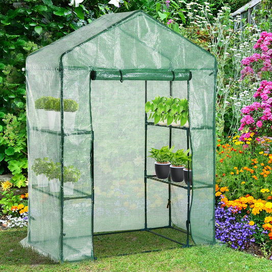 Outsunny Walk-in Plant Greenhouse 3 Tier 4 Shelves | Aosom Canada