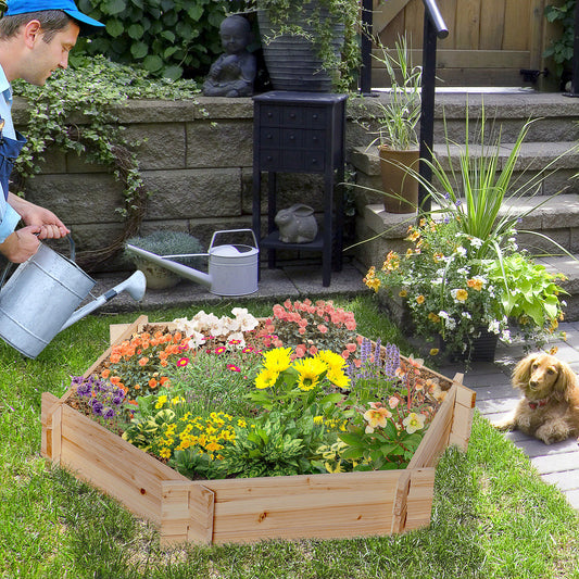 Outsunny 39'' x 36'' Screwless Raised Garden Bed, Hexagon Planter Box, Easy DIY Herb Garden for Vegetables Flowers | Aosom Canada