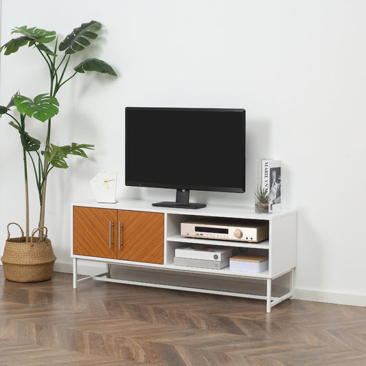 HOMCOM TV Stand with Open Shelves and  Storage Cupboard with Door, Entertainment Center with Cable Holes for TVs up to 47 inches | Aosom Canada
