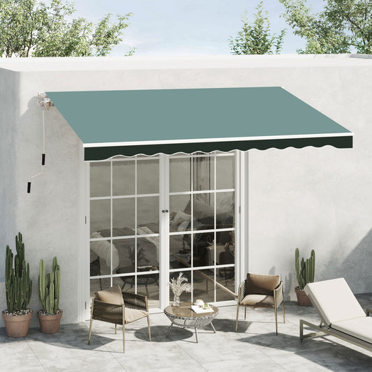 Outsunny 8'x7' Manual Retractable Water-resistant Sun Shade Patio Awning Outdoor Deck Canopy Shelter(Dark Green) | Aosom Canada