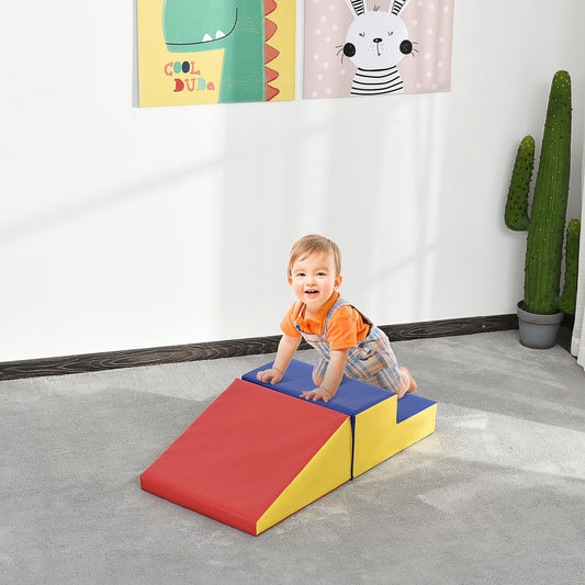 Soozier 2 Piece Climb and Crawl Activity Play Set Soft Secure Foam Playset for Toddler Preschooler Baby Learning Toys Multicolor | Aosom Canada