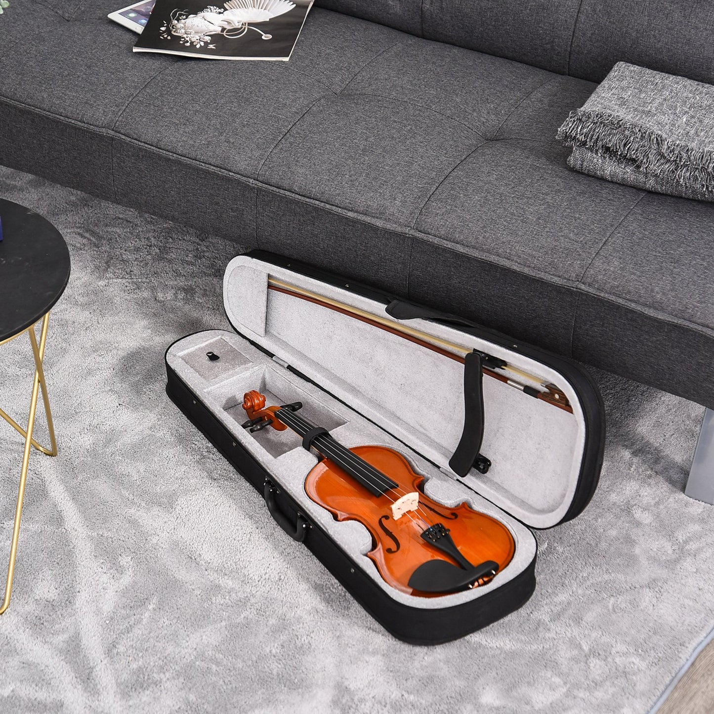 HOMCOM 4/4 Violin Maple Wood Full Set of Accessories Storage Box, Orange | Aosom Canada