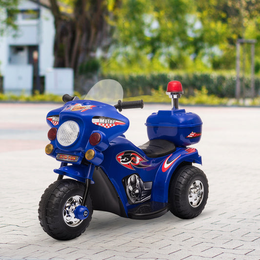 Aosom Ride-on Electric Motorcycle for Kids with Music & Horn Buttons, Stable 3-Wheel Design, & Rear Storage Space, Blue | Aosom Canada