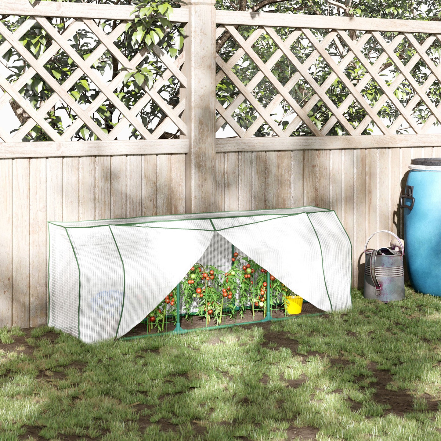 Outsunny 71" x 17" x 24" Mini Greenhouse Portable Hot House for Plants with Zipper Design for Outdoor, Indoor, Garden, White | Aosom Canada