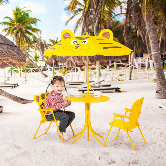 Outsunny Kids Picnic Table and Chair Set, Outdoor Folding Garden Furniture, for Patio Backyard, with Tiger Pattern, Aged 3-6 Years Old | Aosom Canada