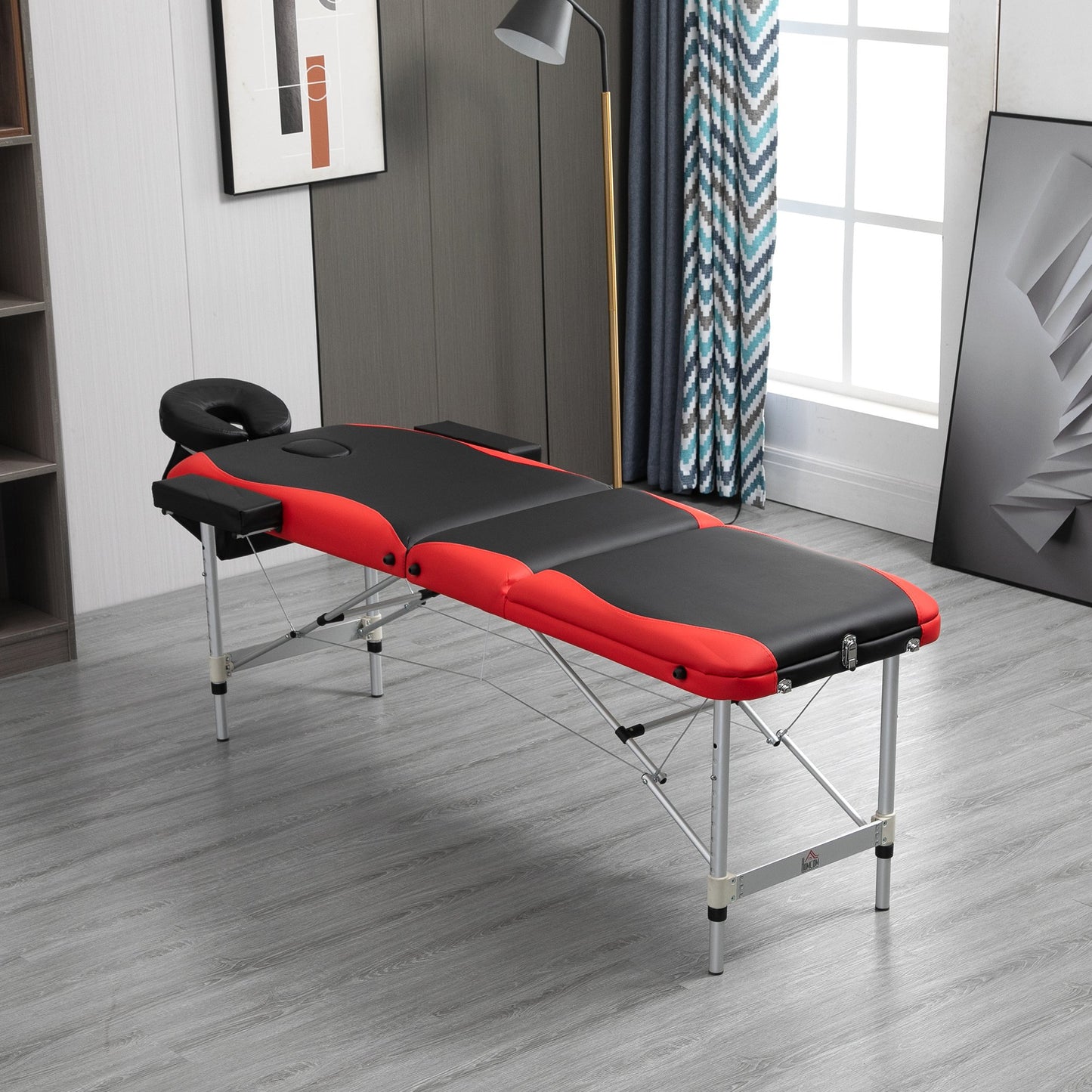 HOMCOM 73" 3 Section Foldable Massage Comfort Table Professional Salon Spa Facial Couch Salon Bed w/ Headrest/Armrest/Hand(Black/Red) | Aosom Canada