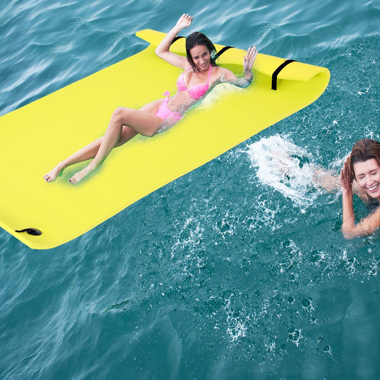 Soozier 16.4FT Floating Water Mat Float Pad Used in Lake Pool Water Beach Sea Ocean for Adults and Kids Yellow | Aosom Canada