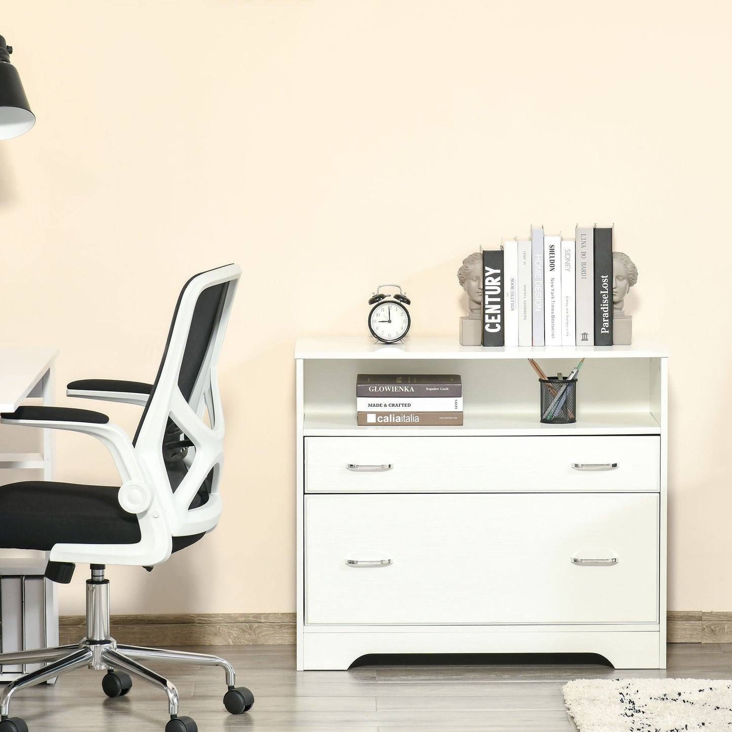 Vinsetto Lateral File Cabinet with Shelf, Drawer for Letter Sized, Filing Folder Storage Organizer, White | Aosom Canada