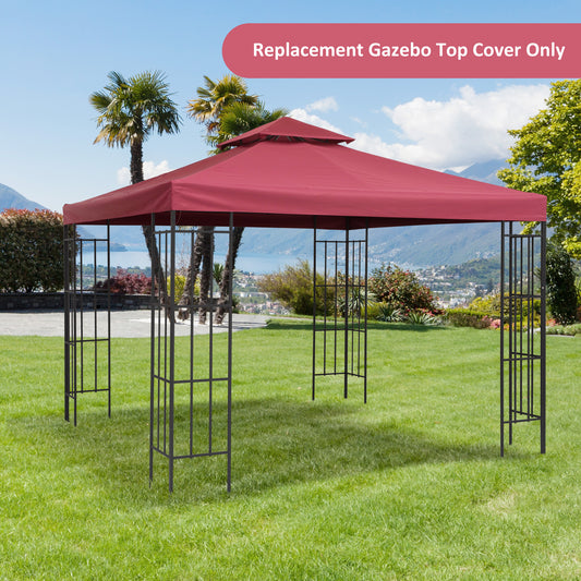 Outsunny 10x10ft Square 2-Tier Gazebo Canopy Replacement Water-Resistant UV Protected Top Cover Garden Sun Shade (Wine Red) | Aosom Canada