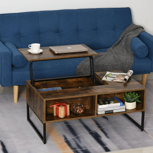 HOMCOM Foldable Wood Lift Top Coffee Table Convertible Tea Desk Furniture w/ 2 Storage Drawer Tray | Aosom Canada
