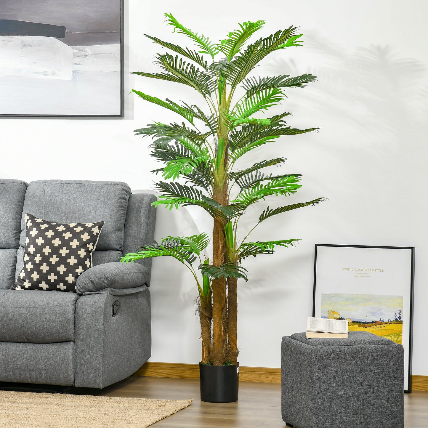 HOMCOM 6FT Artificial Tropical Palm Tree Faux Decorative Plant in Nursery Pot for Indoor Outdoor Décor | Aosom Canada