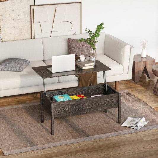 HOMCOM 39" Modern Lift Top Coffee Table with Hidden Storage Compartment, Center Table for Living Room, Grey | Aosom Canada